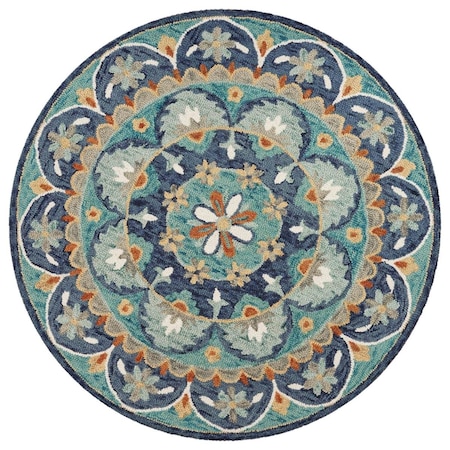 Palacedesigns 6 ft. Floral Mandala Round Rug, Blue PA2627818